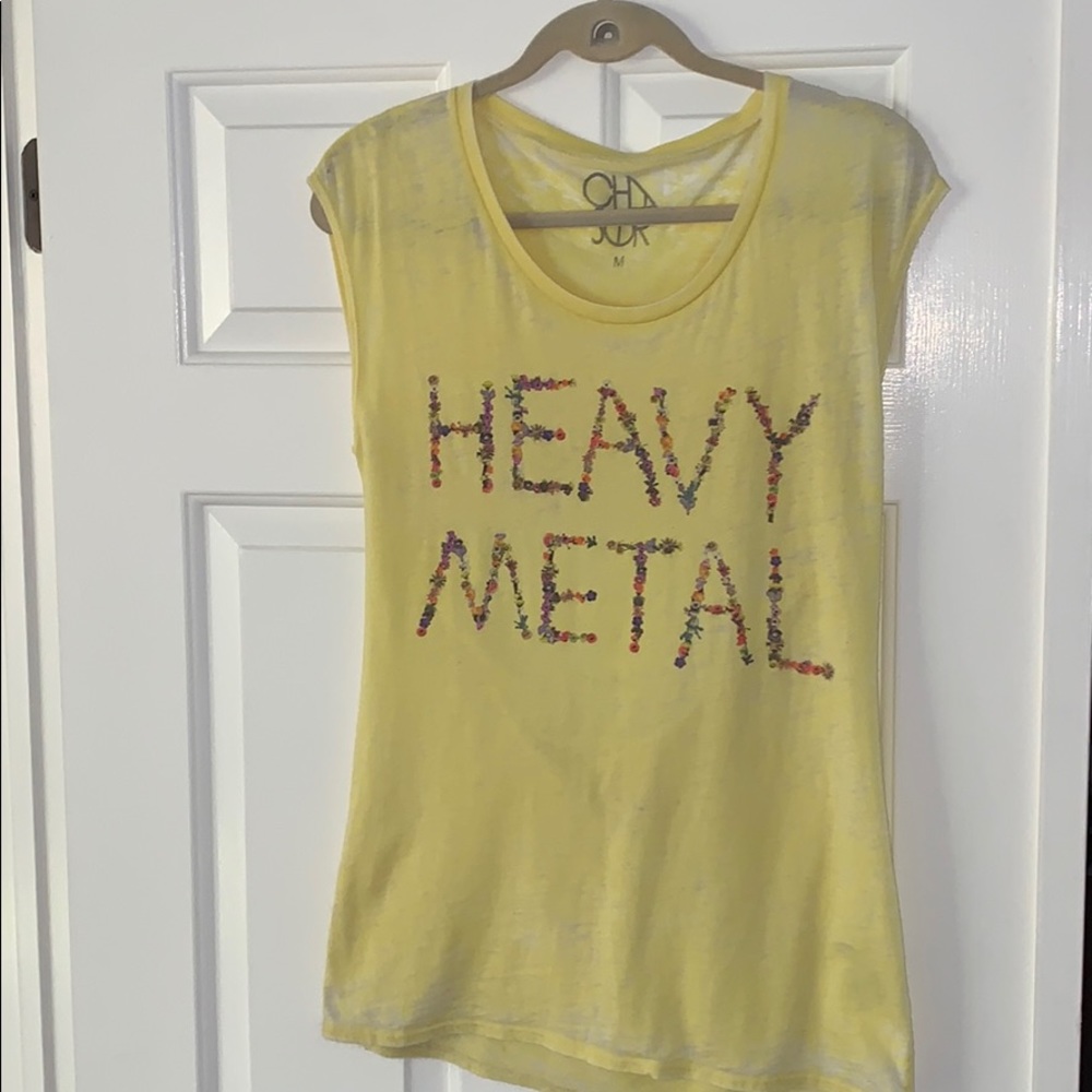Chaser brand yellow heavy metal open back T medium